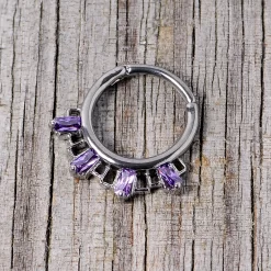 16 Gauge 3/8 Purple Gem Rectangle Septum Clicker -Body Jewelry Store 67785.otherimage3