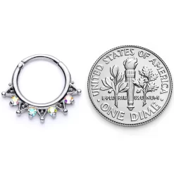 16 Gauge 3/8 Aurora CZ Gem Triangles Septum Clicker 11 16 Gauge 3/8 Aurora CZ Gem Triangles Septum Clicker -Body Jewelry Store 67786.otherimage5