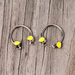 14 Gauge 1/2 Yellow End Elephant Horseshoe Nipple Ring Set 6 14 Gauge 1/2 Yellow End Elephant Horseshoe Nipple Ring Set -Body Jewelry Store 67811.otherimage2