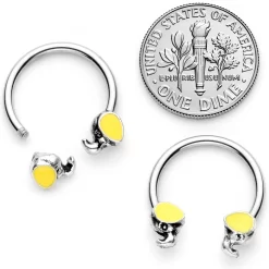 14 Gauge 1/2 Yellow End Elephant Horseshoe Nipple Ring Set 7 14 Gauge 1/2 Yellow End Elephant Horseshoe Nipple Ring Set -Body Jewelry Store 67811.otherimage3