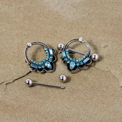 Gaby 14 Gauge 5/8 Aqua Gem Filigree Nipple Shield Set 7 Gaby 14 Gauge 5/8 Aqua Gem Filigree Nipple Shield Set -Body Jewelry Store 67818 AQ.otherimage2