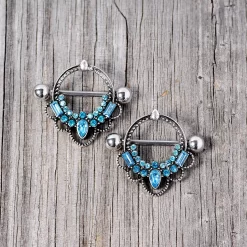 Gaby 14 Gauge 5/8 Aqua Gem Filigree Nipple Shield Set 8 Gaby 14 Gauge 5/8 Aqua Gem Filigree Nipple Shield Set -Body Jewelry Store 67818 AQ.otherimage3