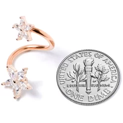 Gaby 14 Gauge Clear Gem Rose Gold Hue Star Flower Spiral Twister Belly Ring -Body Jewelry Store 67823.otherimage4