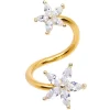 Gaby 14 Gauge Clear Gem Gold Tone Star Flower Spiral Twister Belly Ring