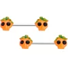 Gaby 14 Gauge 5/8 Orange Jack O Lantern Pumpkin Halloween Nipple Ring Set