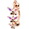 Gaby Aurora Gem Rose Gold Tone Butterflies Top Mount Dangle Belly Ring