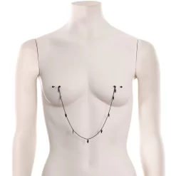 Gaby 14 Gauge 5/8 Black Gem Black Autumn Leaves Dangle Nipple Chain -Body Jewelry Store 67866.otherimage1