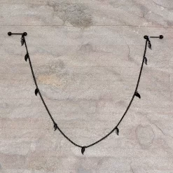 Gaby 14 Gauge 5/8 Black Gem Black Autumn Leaves Dangle Nipple Chain -Body Jewelry Store 67866.otherimage2