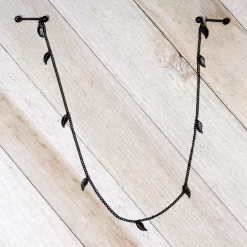 Gaby 14 Gauge 5/8 Black Gem Black Autumn Leaves Dangle Nipple Chain -Body Jewelry Store 67866.otherimage3