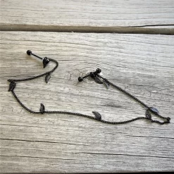 Gaby 14 Gauge 5/8 Black Gem Black Autumn Leaves Dangle Nipple Chain -Body Jewelry Store 67866 3 scaled