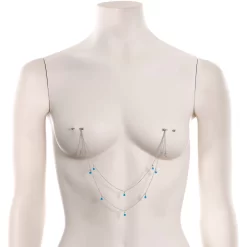 Gaby 14 Gauge 5/8 Blue Gem Moon Star Double Dangle Nipple Chain -Body Jewelry Store 67868.otherimage1