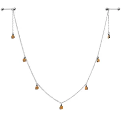 Gaby 14 Gauge 5/8 Orange Pumpkin Patch Halloween Dangle Nipple Chain