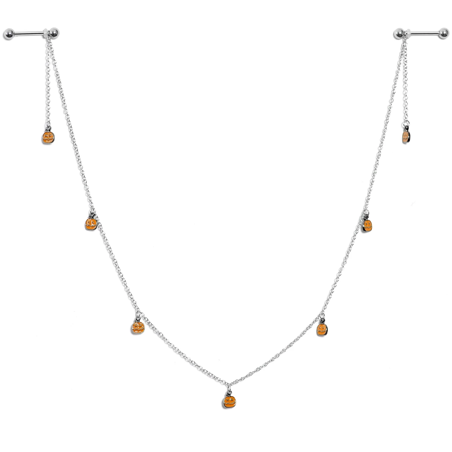 Gaby 14 Gauge 5/8 Orange Pumpkin Patch Halloween Dangle Nipple Chain 1 Gaby 14 Gauge 5/8 Orange Pumpkin Patch Halloween Dangle Nipple Chain