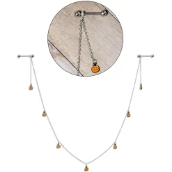 Gaby 14 Gauge 5/8 Orange Pumpkin Patch Halloween Dangle Nipple Chain 16 Gaby 14 Gauge 5/8 Orange Pumpkin Patch Halloween Dangle Nipple Chain -Body Jewelry Store 67870.otherimage4