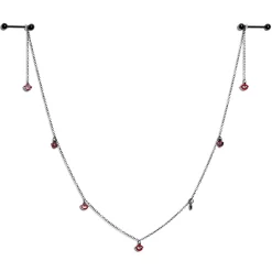 Gaby 14 Gauge 5/8 Red Black Monster Fang Halloween Dangle Nipple Chain