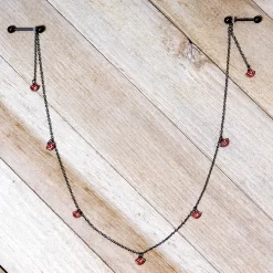Gaby 14 Gauge 5/8 Red Black Monster Fang Halloween Dangle Nipple Chain -Body Jewelry Store 67872.otherimage3