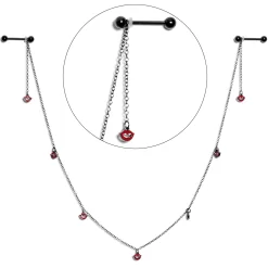 Gaby 14 Gauge 5/8 Red Black Monster Fang Halloween Dangle Nipple Chain -Body Jewelry Store 67872.otherimage4