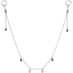 Gaby 14 Gauge 9/16 Clear Gem Ladybug BCR Captive Ring Dangle Nipple Chain