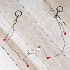 Gaby 14 Gauge 9/16 Clear Gem Ladybug BCR Captive Ring Dangle Nipple Chain 9 Gaby 14 Gauge 9/16 Clear Gem Ladybug BCR Captive Ring Dangle Nipple Chain -Body Jewelry Store 67873.otherimage4