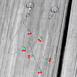 Gaby 14 Gauge 9/16 Clear Gem Red Cherry Captive Ring Dangle Nipple Chain -Body Jewelry Store 67874.otherimage4