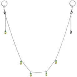 Gaby 14 Gauge 9/16 Clear Gem Pineapple BCR Captive Ring Dangle Nipple Chain