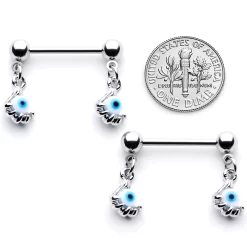 14 Gauge 5/8 Blue Eyeball Hand Halloween Dangle Nipple Ring Set -Body Jewelry Store 67877.otherimage4
