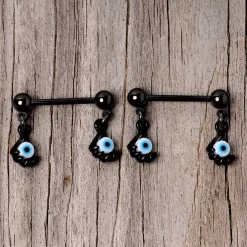 14 Gauge 5/8 Black Blue Eyeball Hand Halloween Dangle Nipple Ring Set 9 14 Gauge 5/8 Black Blue Eyeball Hand Halloween Dangle Nipple Ring Set -Body Jewelry Store 67878.otherimage2