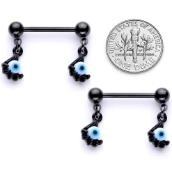 14 Gauge 5/8 Black Blue Eyeball Hand Halloween Dangle Nipple Ring Set 11 14 Gauge 5/8 Black Blue Eyeball Hand Halloween Dangle Nipple Ring Set -Body Jewelry Store 67878.otherimage4