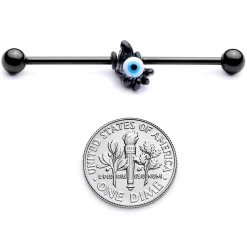 14 Gauge Black Blue Eyeball Hand Halloween Industrial Barbell 38mm -Body Jewelry Store 67880.otherimage3