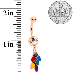Clear Gem Rose Gold Tone Christmas Lights Holiday Dangle Belly Ring -Body Jewelry Store 67884.otherimage4