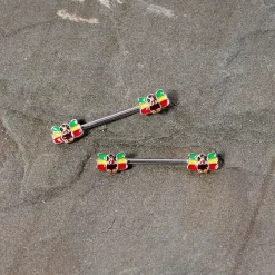 14 Gauge 5/8 Rasta Turkey Thanksgiving Barbell Nipple Ring Set 8 14 Gauge 5/8 Rasta Turkey Thanksgiving Barbell Nipple Ring Set -Body Jewelry Store 67911.otherimage1
