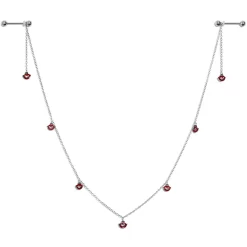 Gaby 14 Gauge 5/8 Red Monster Fang Halloween Dangle Nipple Chain