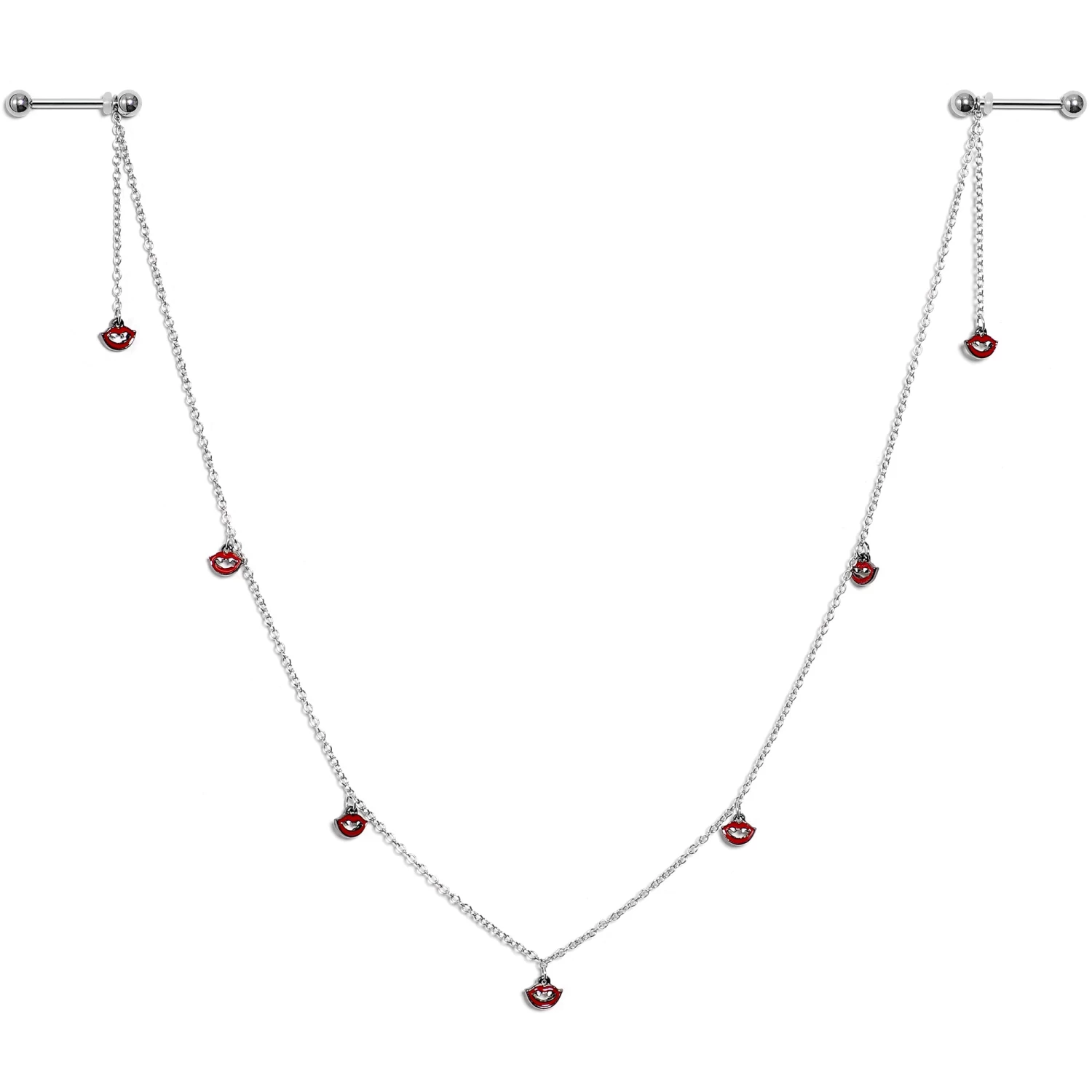 Gaby 14 Gauge 5/8 Red Monster Fang Halloween Dangle Nipple Chain 1 Gaby 14 Gauge 5/8 Red Monster Fang Halloween Dangle Nipple Chain