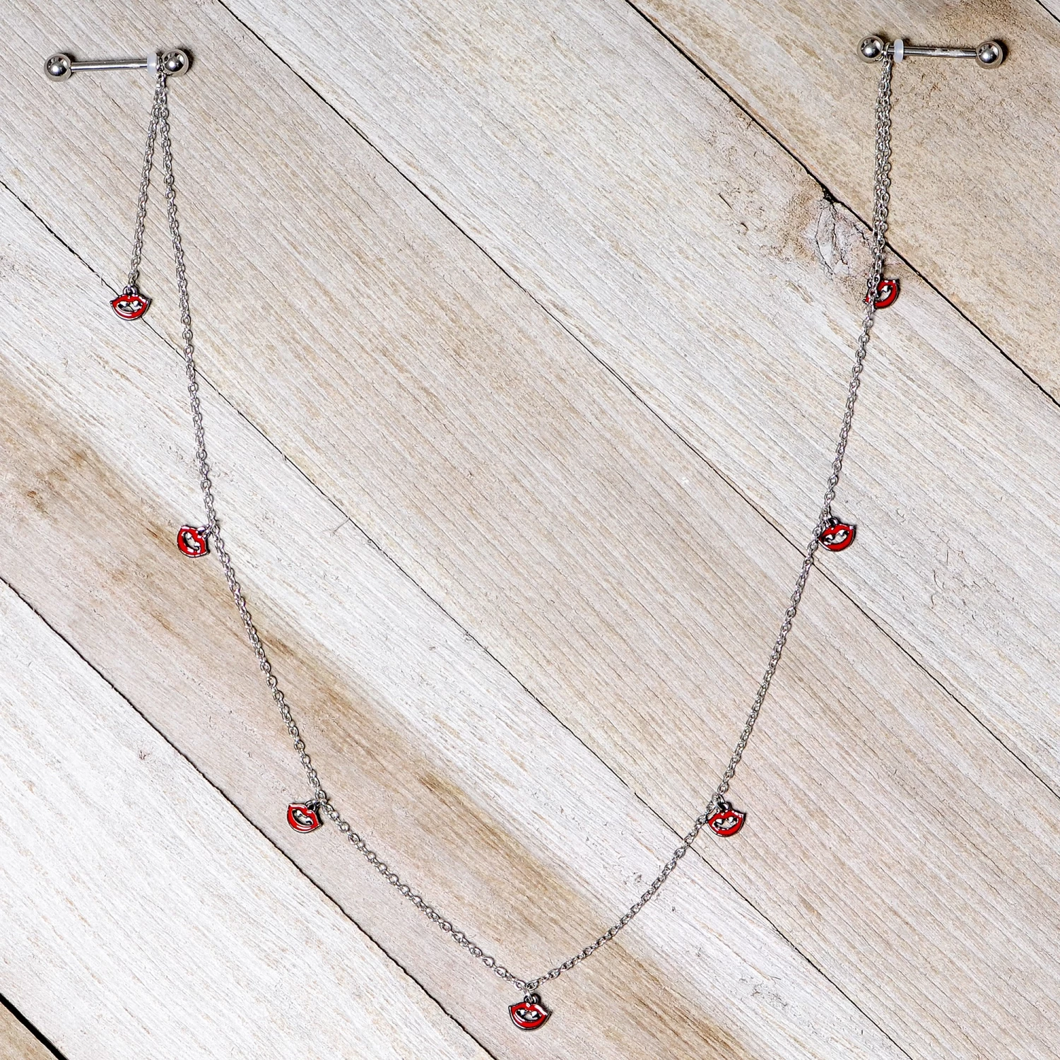 Gaby 14 Gauge 5/8 Red Monster Fang Halloween Dangle Nipple Chain 6 Gaby 14 Gauge 5/8 Red Monster Fang Halloween Dangle Nipple Chain - Image 6