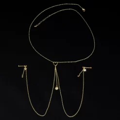 Gaby 14 Gauge 5/8 Clear Gem Gold Tone Sun Heart Star Nipple Chain Necklace -Body Jewelry Store 67916.otherimage2 863f0c04 63c5 4f92 819b d23f05fe0763