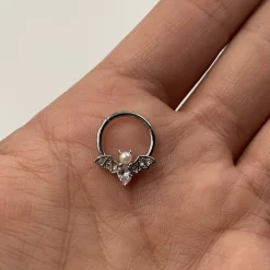 16 Gauge 3/8 Clear Gem Vampire Bat Halloween Hinged Segment Ring -Body Jewelry Store 67923 scaled