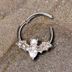 16 Gauge 3/8 Clear Gem Vampire Bat Halloween Hinged Segment Ring -Body Jewelry Store 67923.otherimage3