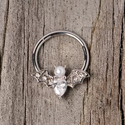 16 Gauge 3/8 Clear Gem Vampire Bat Halloween Hinged Segment Ring -Body Jewelry Store 67923.otherimage4