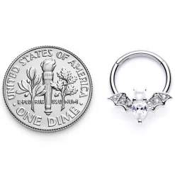 16 Gauge 3/8 Clear Gem Vampire Bat Halloween Hinged Segment Ring -Body Jewelry Store 67923.otherimage5