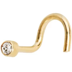 Solid 14KT Yellow Gold 0.1 Ct Genuine Diamond Nose Ring