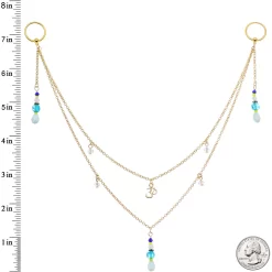 14 Gauge 9/16 Gold Tone Om Blue Beads Captive Ring Dangle Nipple Chain 7 14 Gauge 9/16 Gold Tone Om Blue Beads Captive Ring Dangle Nipple Chain -Body Jewelry Store 67936.otherimage3