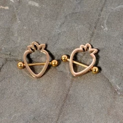 14 Gauge 3/4 Gold Tone Hollow Strawberry Nipple Shield Set 12 14 Gauge 3/4 Gold Tone Hollow Strawberry Nipple Shield Set -Body Jewelry Store 67952.otherimage1