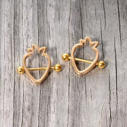 14 Gauge 3/4 Gold Tone Hollow Strawberry Nipple Shield Set 15 14 Gauge 3/4 Gold Tone Hollow Strawberry Nipple Shield Set -Body Jewelry Store 67952.otherimage3