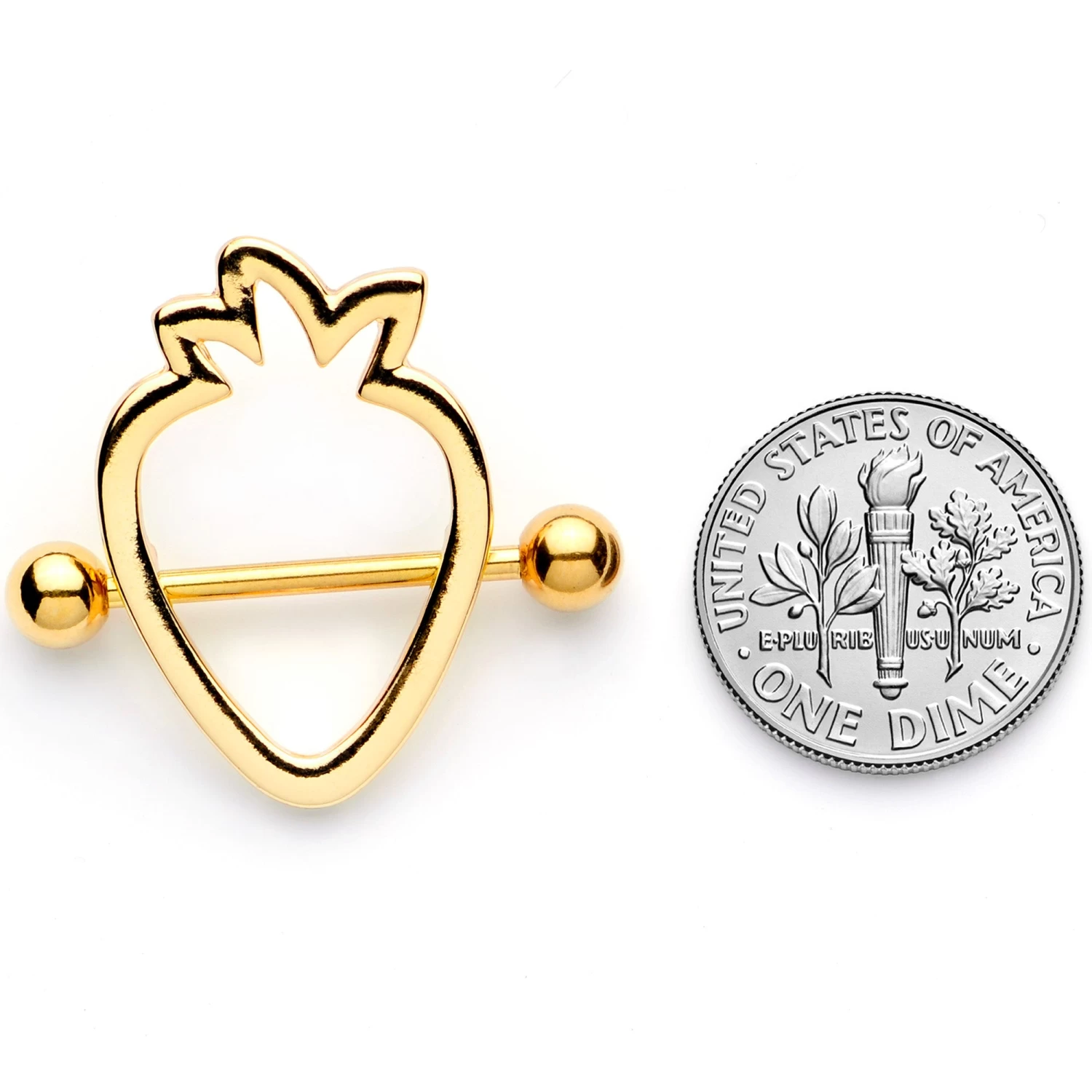 14 Gauge 3/4 Gold Tone Hollow Strawberry Nipple Shield Set 7 14 Gauge 3/4 Gold Tone Hollow Strawberry Nipple Shield Set - Image 7