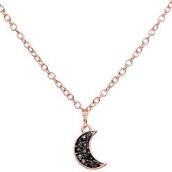 14 Gauge 9/16 Black Gem Rose Gold Tone Moon Dangle Nipple Chain -Body Jewelry Store 67959.otherimage2