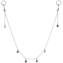 Gaby 14 Gauge 9/16 Clear Gem Watermelon Captive Ring Dangle Nipple Chain