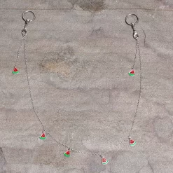 Gaby 14 Gauge 9/16 Clear Gem Watermelon Captive Ring Dangle Nipple Chain -Body Jewelry Store 67967.otherimage2