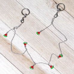 Gaby 14 Gauge 9/16 Clear Gem Watermelon Captive Ring Dangle Nipple Chain -Body Jewelry Store 67967.otherimage3