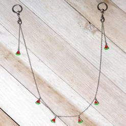 Gaby 14 Gauge 9/16 Clear Gem Watermelon Captive Ring Dangle Nipple Chain -Body Jewelry Store 67967.otherimage4