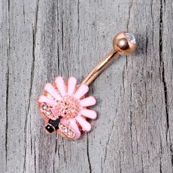 Clear Gem Rose Gold Tone Pink Daisy Bee Belly Ring 12 Clear Gem Rose Gold Tone Pink Daisy Bee Belly Ring -Body Jewelry Store 67974.otherimage3 6adbed08 60b8 4ae0 9a26 6132a7ed9a0e